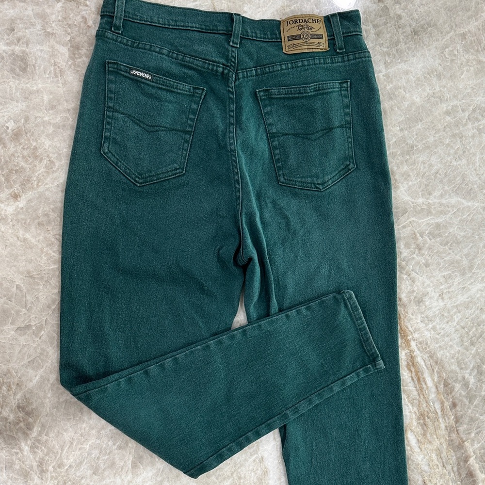 Vintage 80s/90s Jordache High Rise Jeans in Hunter Green, size 30”